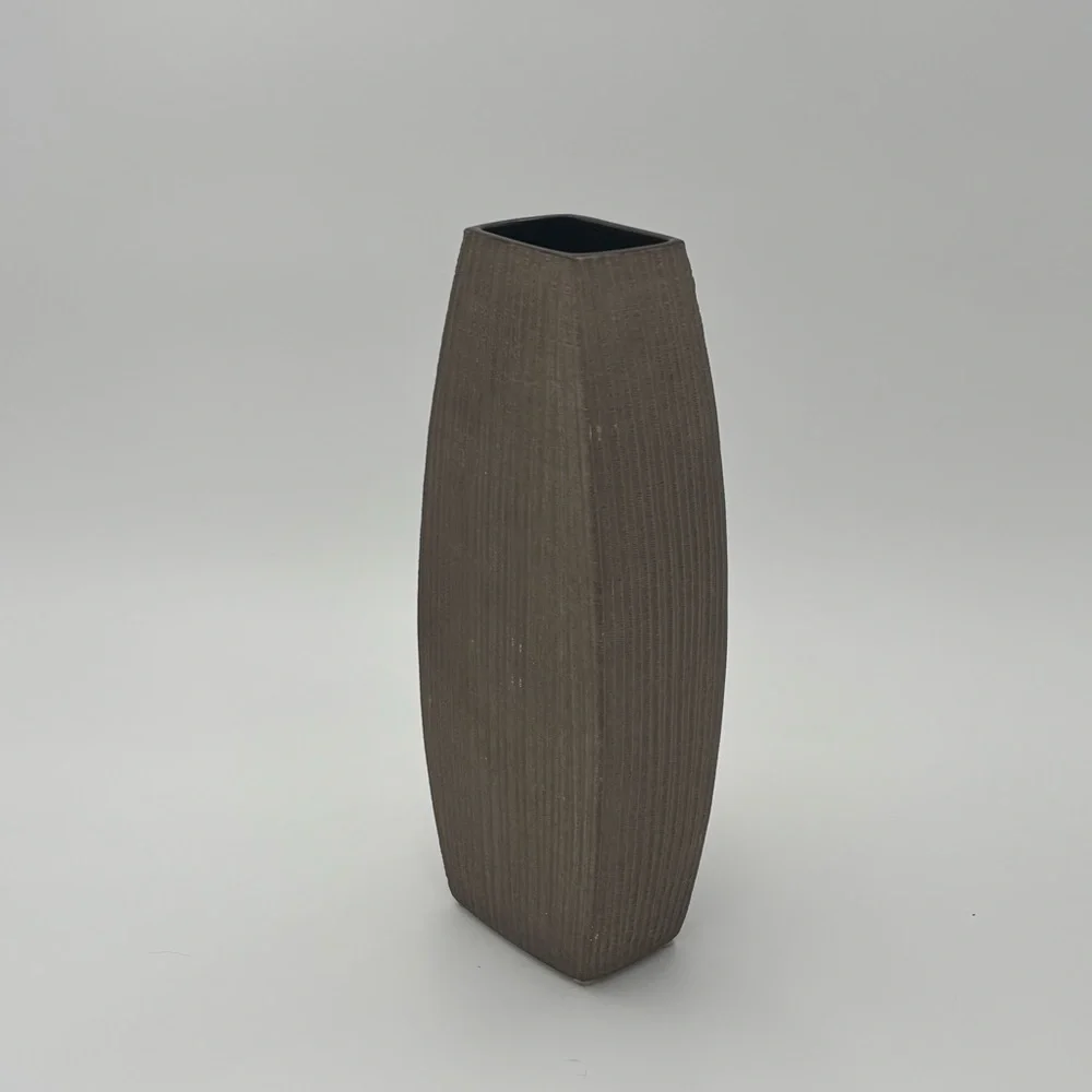 Vintage C&B Ceramic Ribbed Modern Vase 13” Tall